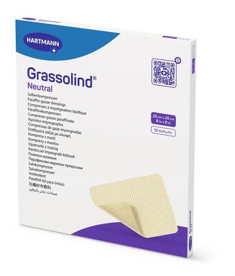 Повязка мазевая Grassolind neutral для ран на вазелиновой основе 20 см х 20 см стерильная, 10 штук