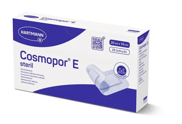 Пов'язка пластирна Cosmopor E steril для закриття ран 20 см х 10 см стерильна, 25 штук