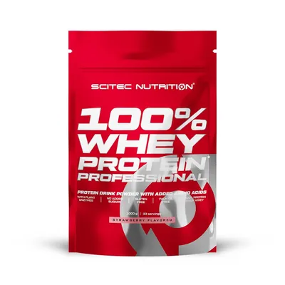 Протеїн сироватковий змішаний Scitec Nutrition 100% Whey Protein Professional полуниця, 1000 г
