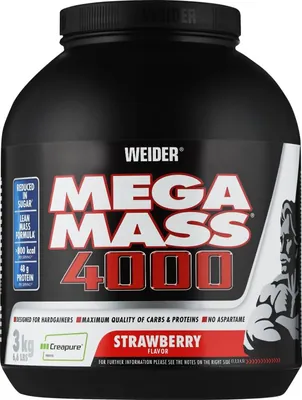 Гейнер Weider Mega Mass 4000, полуниця, 3 кг