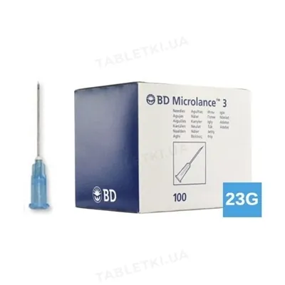 Голка ін'єкційна BD Microlance 3 з втулкою-павільйоном 23G (0,6 х 30 мм), 1 штука