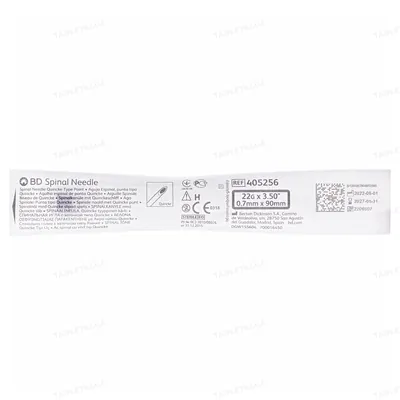 Голка спінальна BD Quincke Spinal Needle 22G (0,7 x 90 мм) чорна, 1 штука