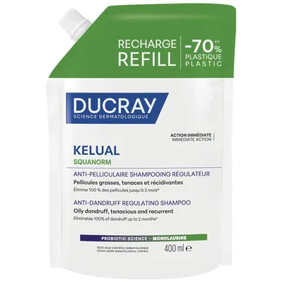 Шампунь Ducray Kelual Squanorm проти жирної лупи, 400 мл (рефіл)