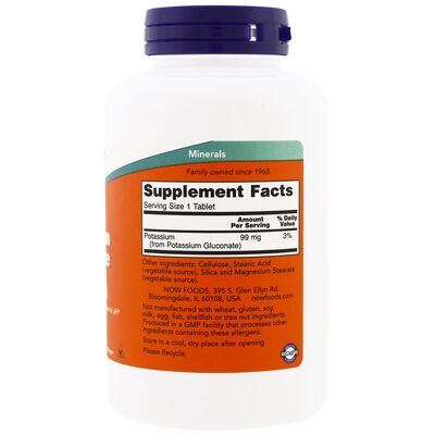 Калия глюконат NOW Potassium Gluconate 99 мг таблетки №250