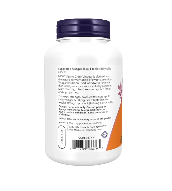 Яблучний оцет NOW Apple Cider Vinegar 750 мг капсули №180