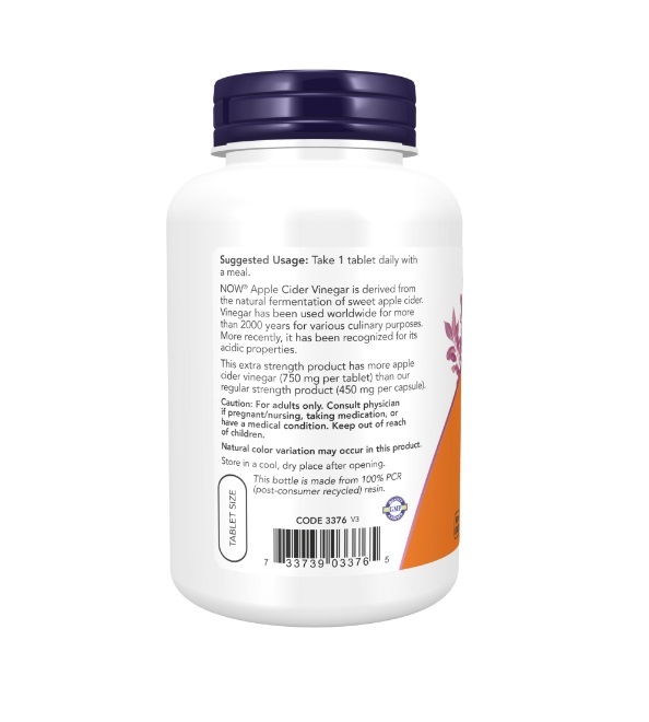 Яблочный уксус NOW Apple Cider Vinegar 750 мг капсулы №180