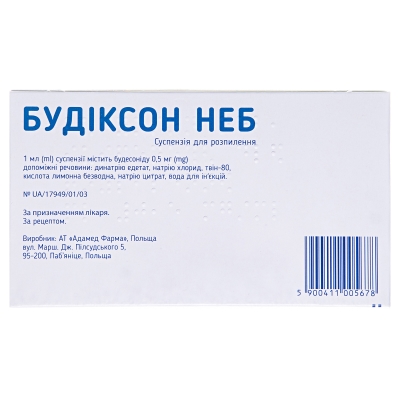 Будиксон Неб суспензия д/распыл. 0.5 мг/мл по 2 мл №20 (5х4) в конт.