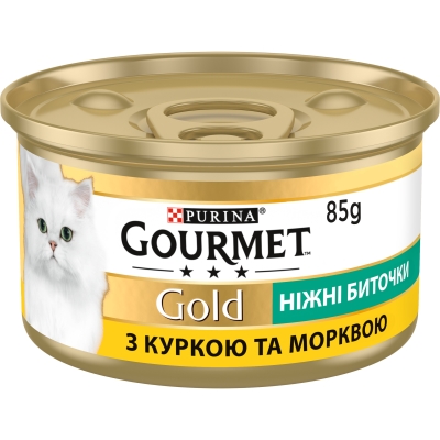 Корм влажный для кошек Purina Gourmet Gold Нежные биточки с курицей и морковью, 85 г