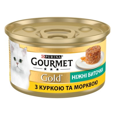 Корм вологий для кішок Purina Gourmet Gold Ніжні биточки з куркою і морквою, 85 г