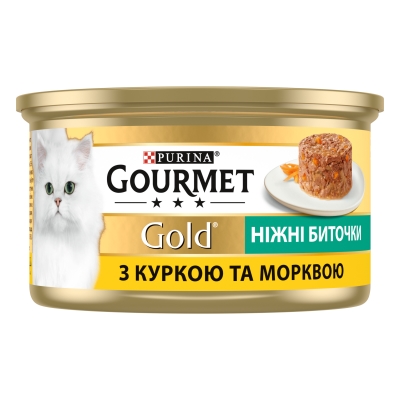Корм вологий для кішок Purina Gourmet Gold Ніжні биточки з куркою і морквою, 85 г