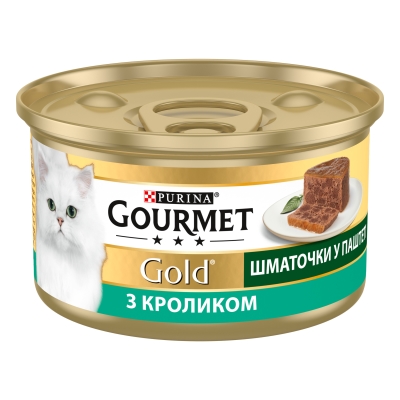 Корм вологий для кішок Purina Gourmet Gold з кроликом, шматочки в паштет по 85 г