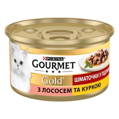 Корм влажный для кошек Purina Gourmet Gold с лососем и курицей, кусочки в подливе по 85 г