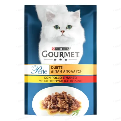 Корм вологий для кішок Purina Gourmet Perle Duo з куркою і яловичиною міні філе в підливі, 85 г