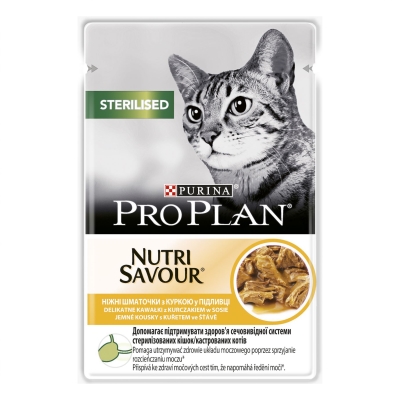 Корм влажный для кошек Purina Pro Plan Sterilised Nutrisavour с курицей, 85 г