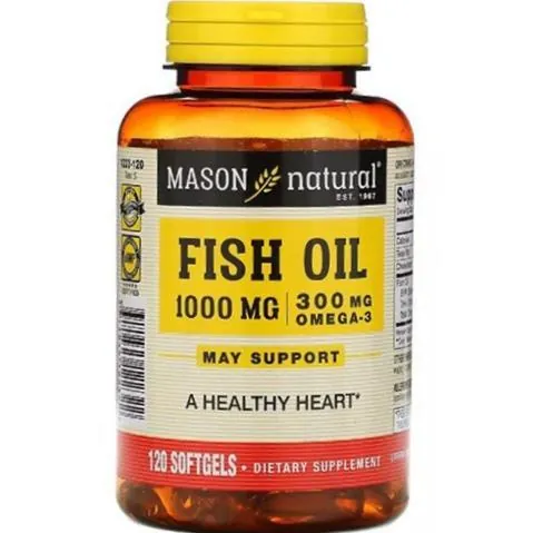 Риб'ячий жир 1000 мг з Омега-3 300 мг Mason Natural Omega-3 Fish Oil, 120 гелевих капсул