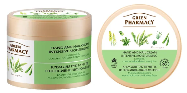 Крем для рук та нігтів Green Pharmacy Інтенсивне зволоження з морськими водоростями, 300 мл