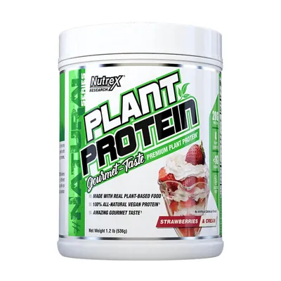 Протеїн рослинний змішаний Nutrex Research Plant Protein полуничний крем, 536 г