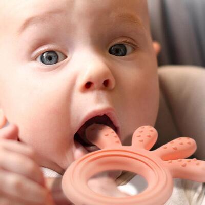 Прорезыватель для зубов BabyOno 826/01 силиконовый Осьминог, розовый
