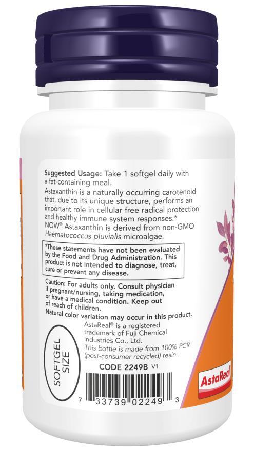 Астаксантин NOW Astaxanthin 10 мг мягкие капсулы №30