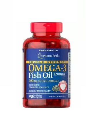 Омега 3 Puritan's Pride Double Strength Omega-3 Fish Oil 1200 мг, 90 капсул