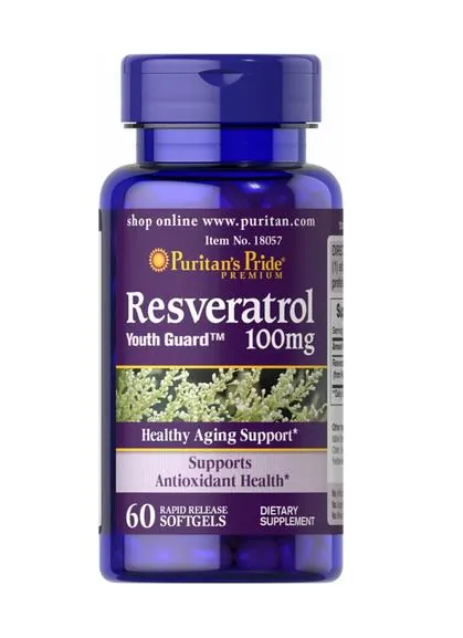 Ресвератрол Puritan's Pride Resveratrol 100 мг, 60 капсул