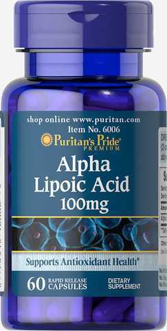 Альфа-липоевая кислота Puritan's Pride Alpha Lipoic Acid 100 мг, 60 капсул