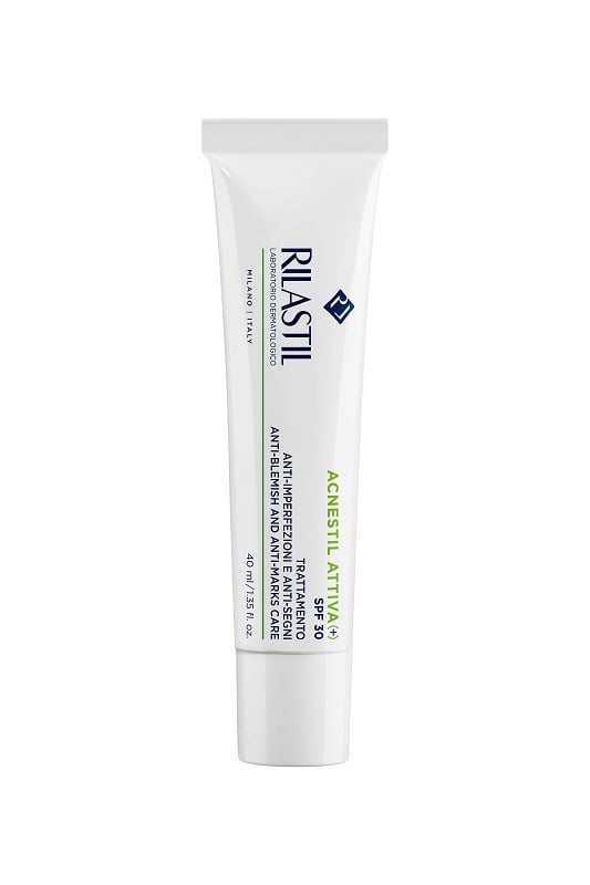Крем для обличчя Rilastil Acnestil Attiva+ SPF 30 для комплексного догляду за шкірою схильною до акне, 40 мл