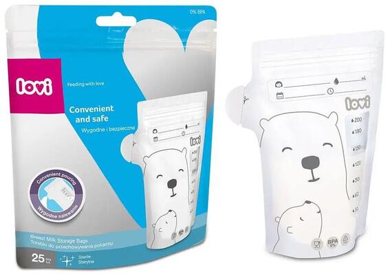 Пакеты Lovi Buddy bear 12/208 для хранения грудного молока, 25 шт