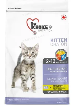 Корм сухий для кошенят 1st Choice Kitten зі смаком курки, 2.72 кг