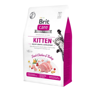 Корм сухий для кошенят Brit Care Cat GF Kitten Growth & Developmen з куркою та індичкою, 0.4 кг