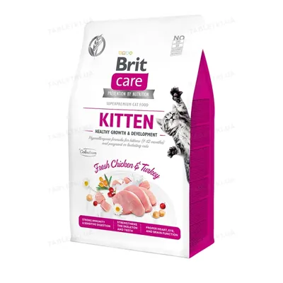 Корм сухий для кошенят Brit Care Cat GF Kitten Growth & Developmen з куркою та індичкою, 0.4 кг