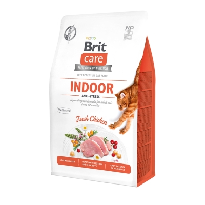 Корм сухой для кошек живущих в помещении Brit Care Cat GF Indoor Anti-stress с курицей, 0.4 кг