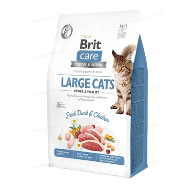 Корм сухий для кішок великих порід Brit Care Cat GF Large cats Power & Vitality з качкою і куркою, 0.4 кг