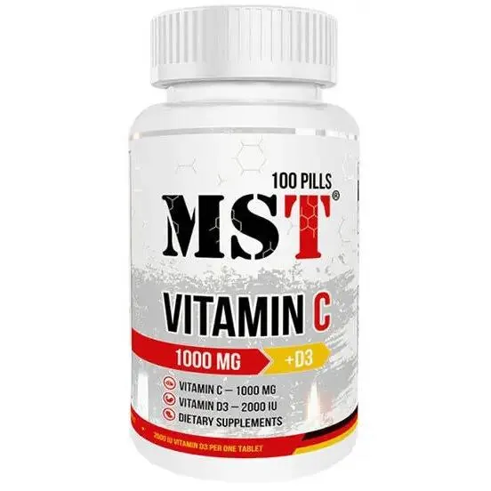 Вітамін С та Вітамін Д3 MST Nutrition Vitamin C + D3 1000 мг/2000 МО, 100 таблеток