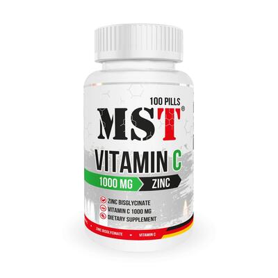 Витамин С и Цинк MST Nutrition Vitamin C 1000 mg + Zinс Chelate, 100 таблеток
