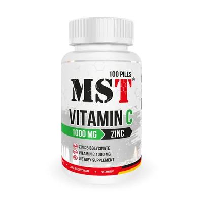 Вітамін С та Цинк MST Nutrition Vitamin C 1000 mg + Zinс Chelate, 100 таблеток