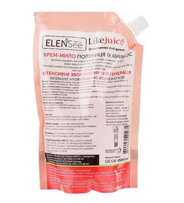 Крем-мыло жидкое Elensee Like Juice Клубника и абрикос дой-пак, 450 мл