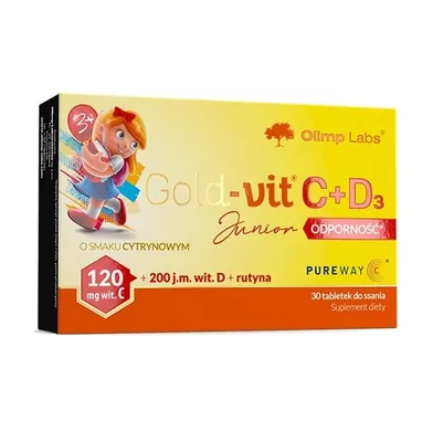 Вітамін С+Д3 для дітей Olimp Gold-Vit C+D3 Junior, зі смаком лимона, 30 таблеток
