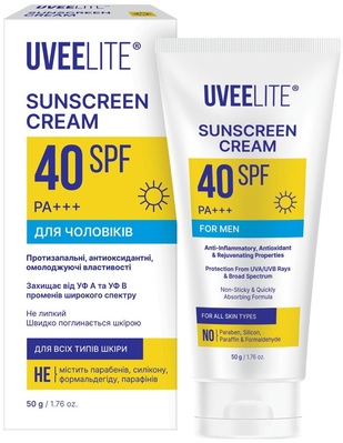 Крем сонцезахисний Uveelite УФ-лайт SPF40 для чоловіків, всі типи шкіри, 50 г