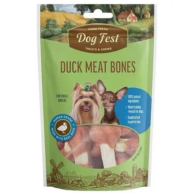 Ласощі для собак малих порід Pet Fest Dog Fest кісточка з філе качки, 55 г
