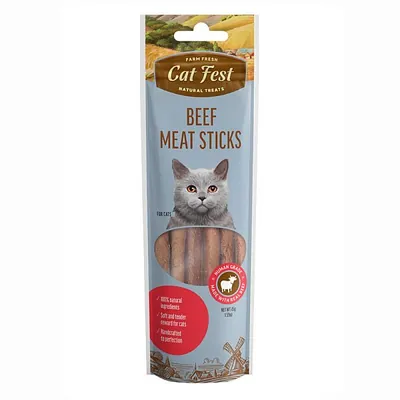Ласощі для котів Pet Fest Cat Fest м'ясні палички зі смаком яловичини, 45 г