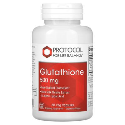 Глутатион Protocol for Life Balance Glutathione 500 мг, 60 веганских капсул