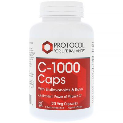 Витамин C с биофлавоноидами и рутином Protocol for Life Balance Vitamin C-1000, 120 вегетарианских капсул