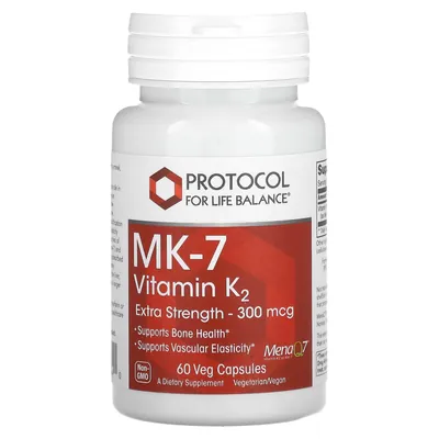 Вітамін К-2 (MK-7) Protocol for Life Balance MK-7 Vitamin K2 300 мкг, 60 веганських капсул