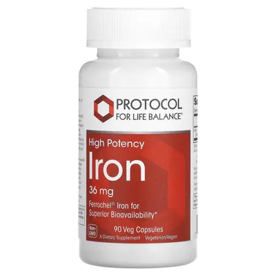 Залізо Protocol for Life Balance Iron 36 мг, 90 веганських капсул