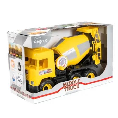 Игрушка для детей Wader Бетономешалка Middle truck желтый в коробке