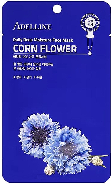 Маска тканевая для лица Adelline Daily Deep Moisture Face Mask Corn Flower с экстрактом василька, 20 г