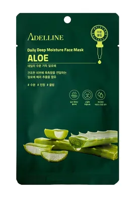 Маска тканинна для обличчя Adelline Daily Deep Moisture Face Mask Aloe з екстрактом алое, 20 г
