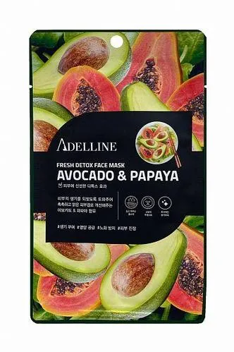 Детокс-маска для обличчя Adelline Fresh Detox Face Mask Avocado & Papaya з екстрактом авокадо та папайї, 20 г