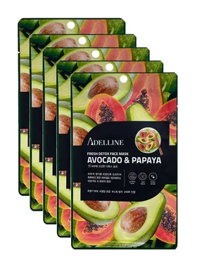 Детокс-маска для обличчя Adelline Fresh Detox Face Mask Avocado & Papaya з екстрактом авокадо та папайї, 20 г